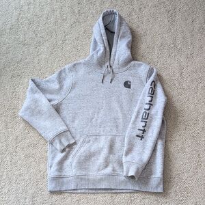 Women's XL Carhartt Heather Gray Logo Hooded Sweatshirt